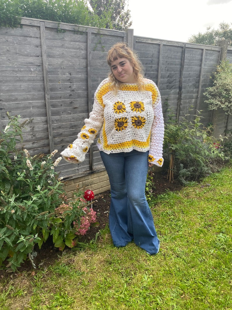 Sunshine Sunflower Crochet Jumper Etsy