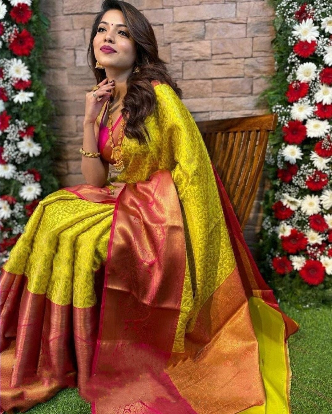 yellow muhurtham saree
