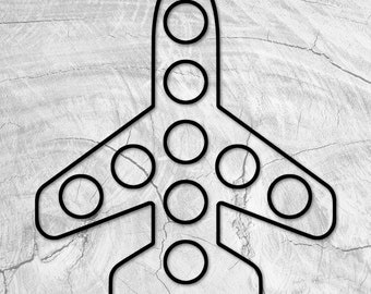 13.5x11.75" Airplane Shaped 9 Whisky & Shot Glass Flight Board Acrylic Router Template