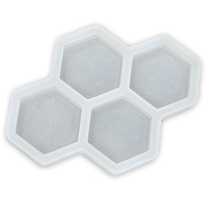 5.2x4.5x1&quot; Thick 4 Coaster Silicone Mold - Hexagon