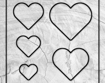 Heart Inlay Acrylic Router Template - 5 Heart Sizes