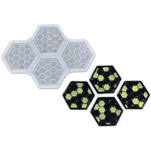 4.6x4.0x0.5&quot; Honeycomb Hexagon Textured 4 Coaster Silicone Mold