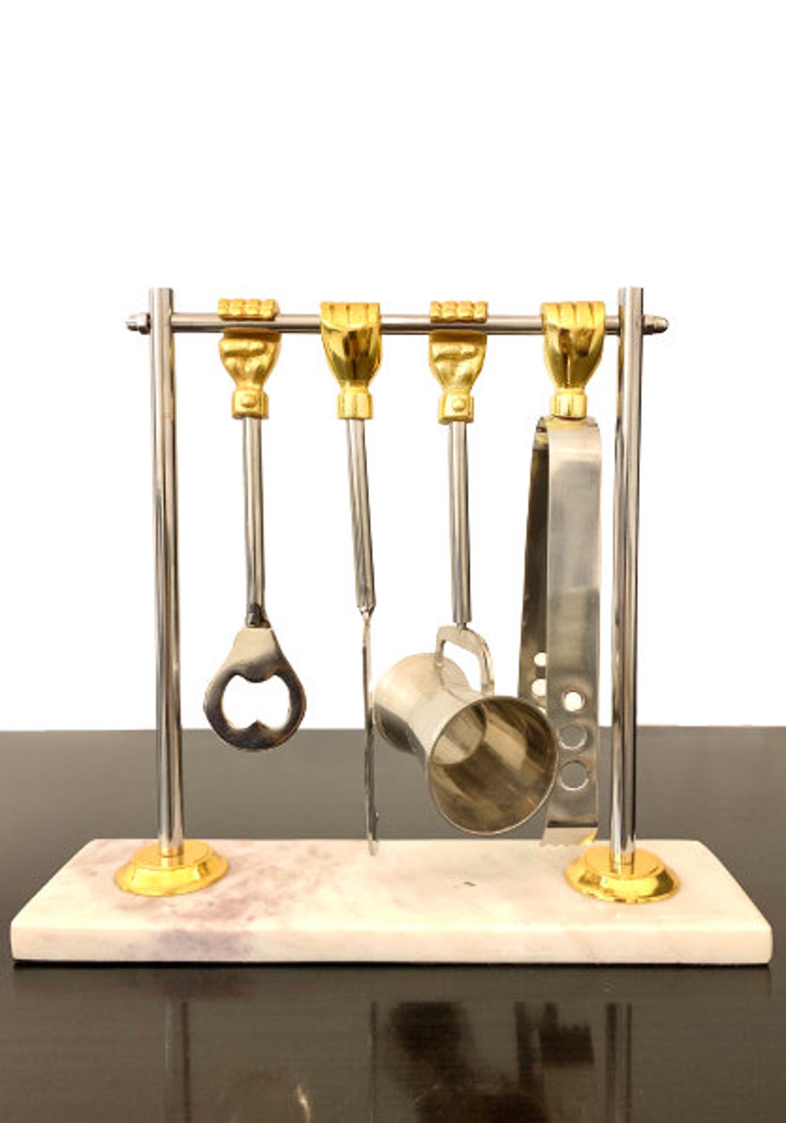 Rayford Bar Tool Set on Marble Stand Mixology Bartender Kit Accessories ...