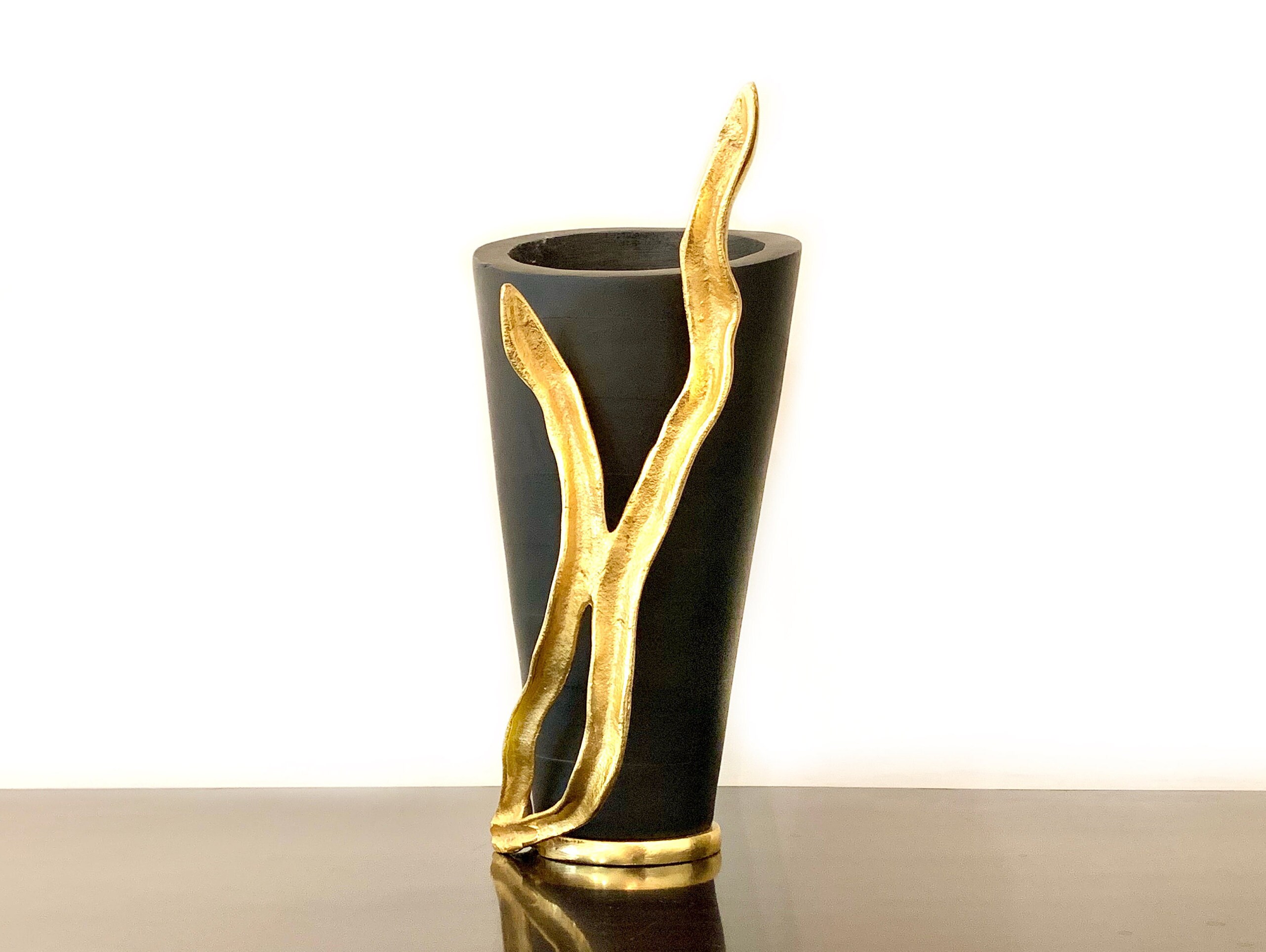 Twiggy Black and Gold Vase Minimalist Decor Black Decor Etsy