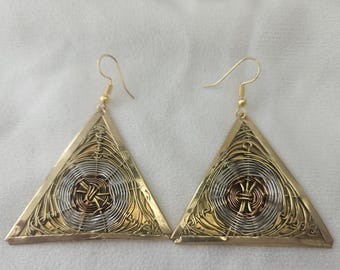 Brass handmade African earrings