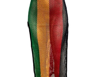 Fishnet Rasta Mesh Dress Vintage 90s Rasta Colors Fishnet Bodycon Y2K Jamaican Green ...