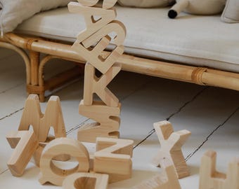 Little Lights Wooden Alphabet Blocks – A to Z | Montessori Toy | Kids Gift