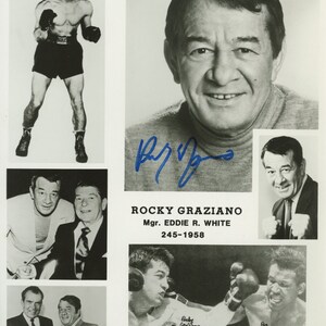 Rocky Graziano Signed 8x10 Photo - JSA certification