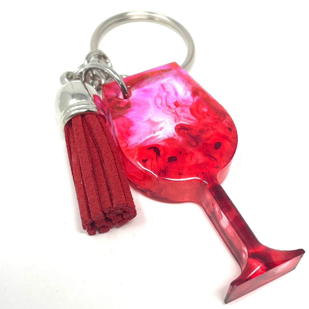 Red Wine Glass Keychain Resin Keychain Handmade Gifts Etsy