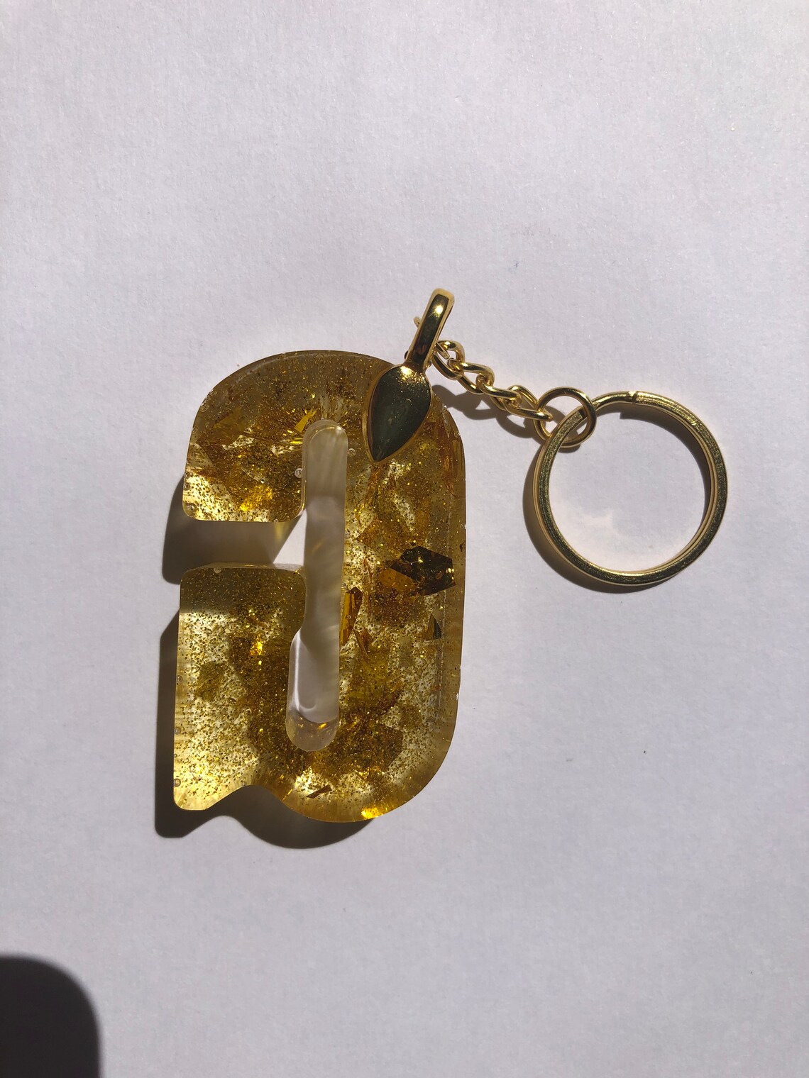 Gold G Keychain Resin Keychain Letter Keychain Handmade Etsy