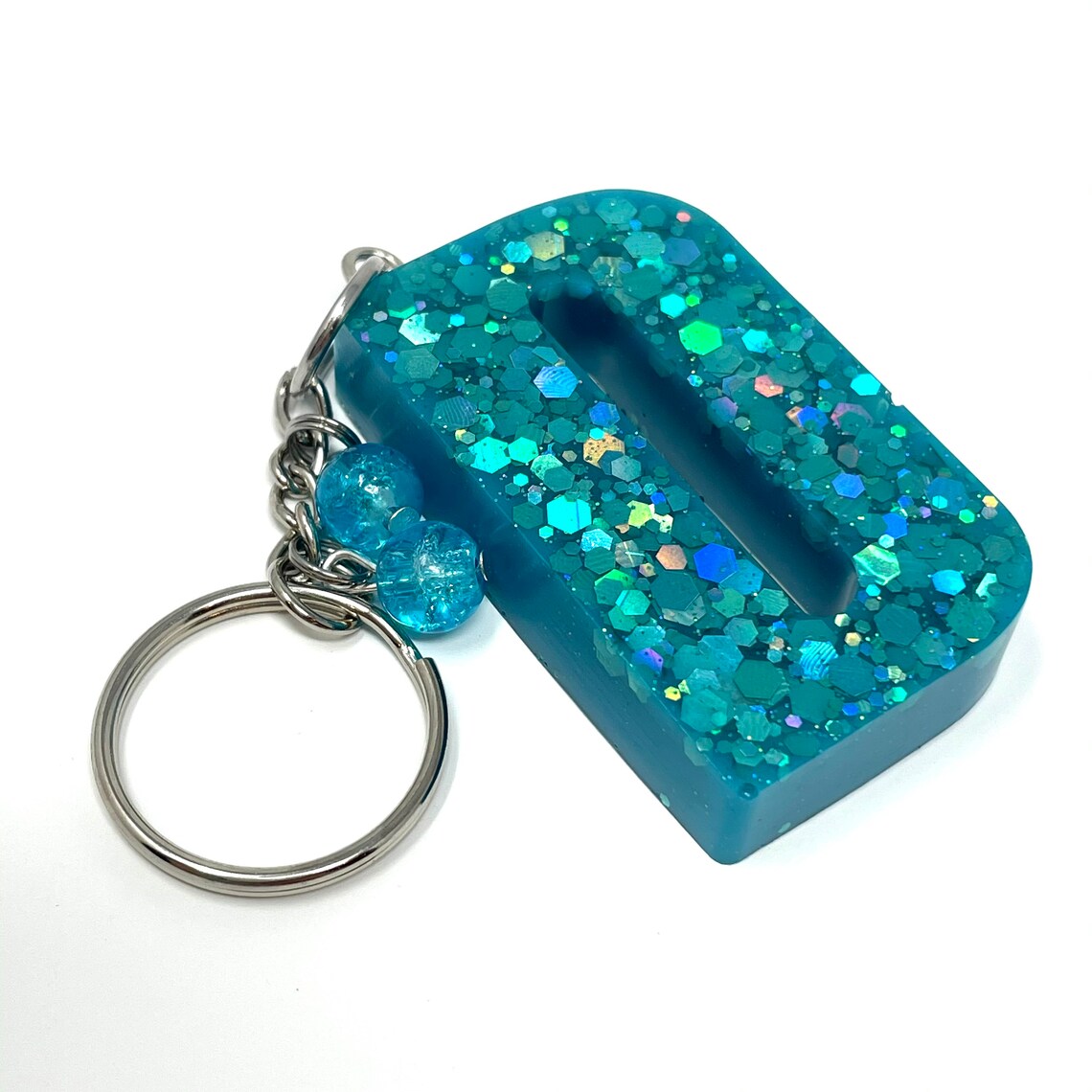 Holographic Teal D Keychain Resin Keychain Letter Keychain Etsy UK