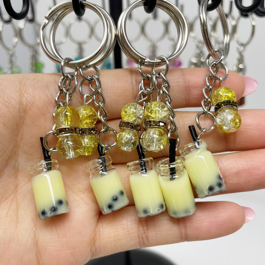 Yellow Bubble Tea Keychains Boba Tea Milk Tea Lemon Etsy