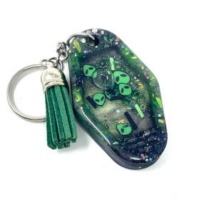 Alien Hotel Key | Hotal Tag Shaker Keychain | Resin Keychain | Handmade Gifts