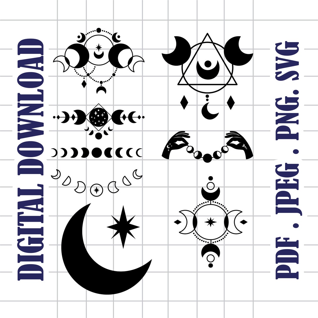 Moon 2 Digital Download | Svgs | PNG | PDF | JPEG | Printable Designs ...