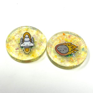 Set of Two - Yellow Galaxy Magnets  | Fridge Magnets | Refrigerator Magnets | Decor | Handmade | Resin Magnets | Space