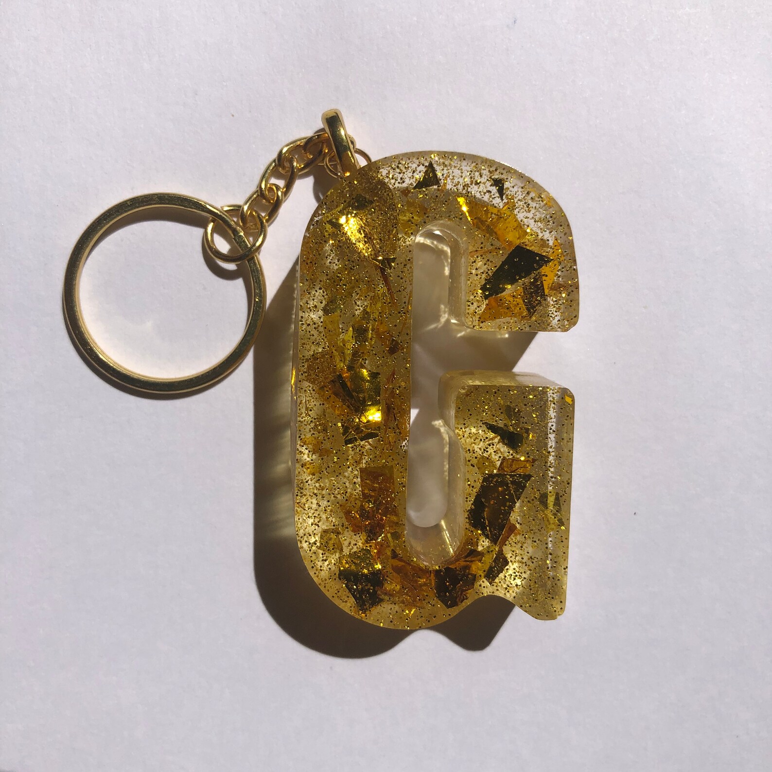 Gold G Keychain Resin Keychain Letter Keychain Handmade Etsy