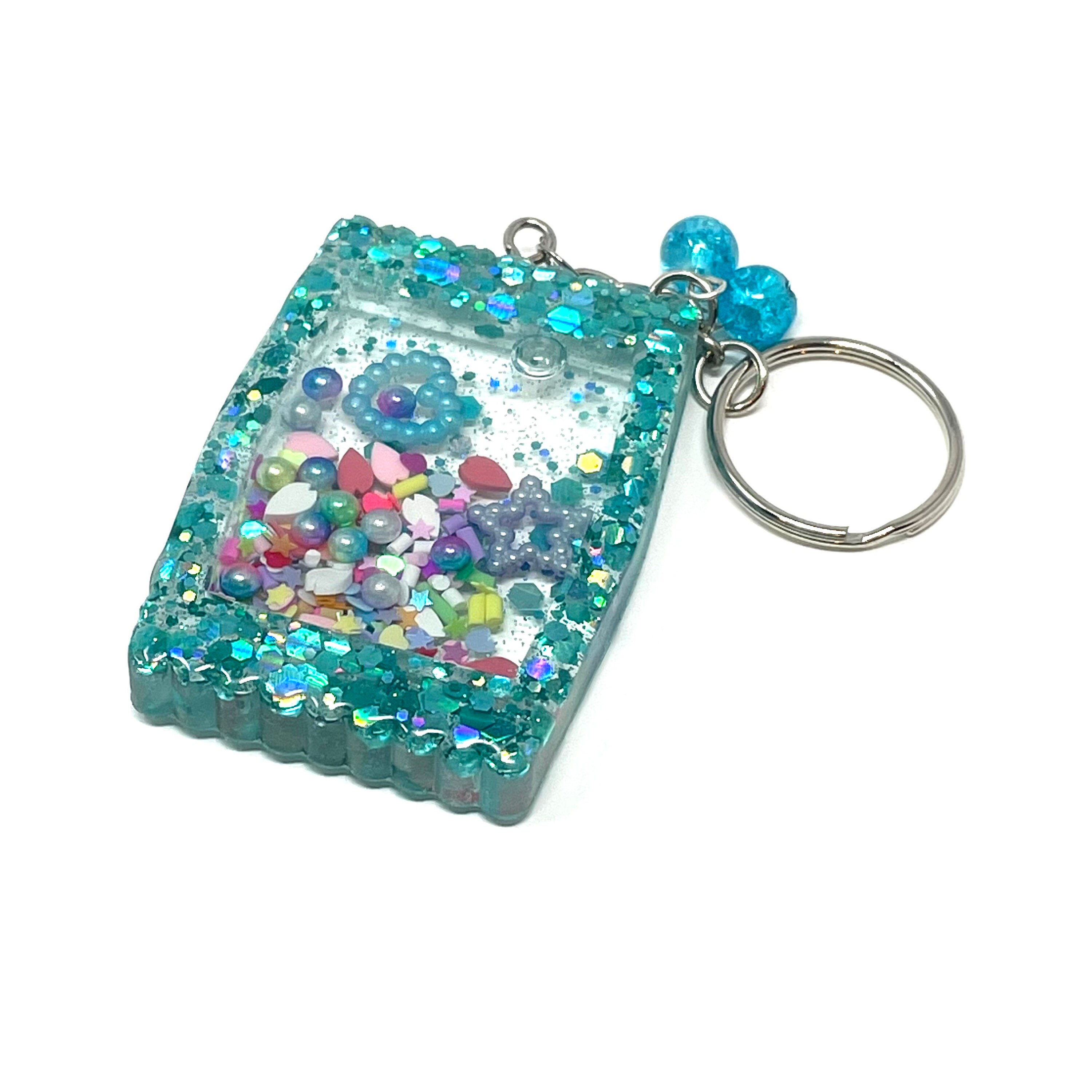 Teal Candy Shaker Keychain Resin Shaker Keychain Etsy