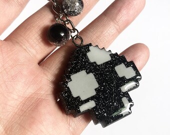 Black and White Mushroom Keychain | Resin Keychain | Nintendo | Gaming | Gamer