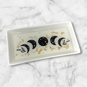 Blattgold Mondphase Schmucktablett | Handarbeit | Schmucktablett