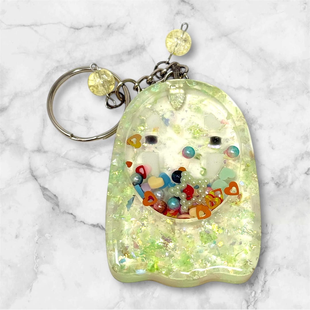 Iridescent Yellow Ghost Shaker Keychain | Handmade | Resin Shaker - Etsy