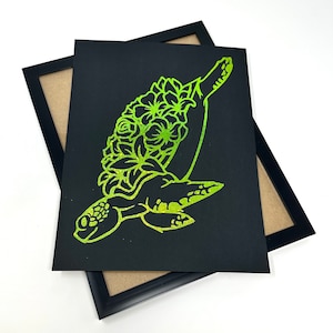 Framed Sea Turtle Foil Print | Poster | Wall Art | Holographic | Handmade