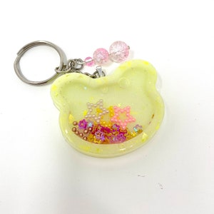 Yellow Bear Shaker Keychain | Resin Shaker | Handmade Gifts