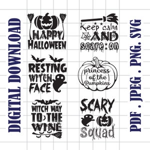 Halloween 9 Digital Download | PNG | PDF | JPEG | Halloween Designs | Halloween Graphics | Printable Designs