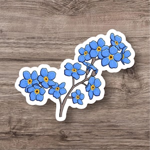 ワスレナグサ ステッカー | Myosotis arvensis | ネムノキ | イラスト | ウォールアート | 植物アート | フローラルアート