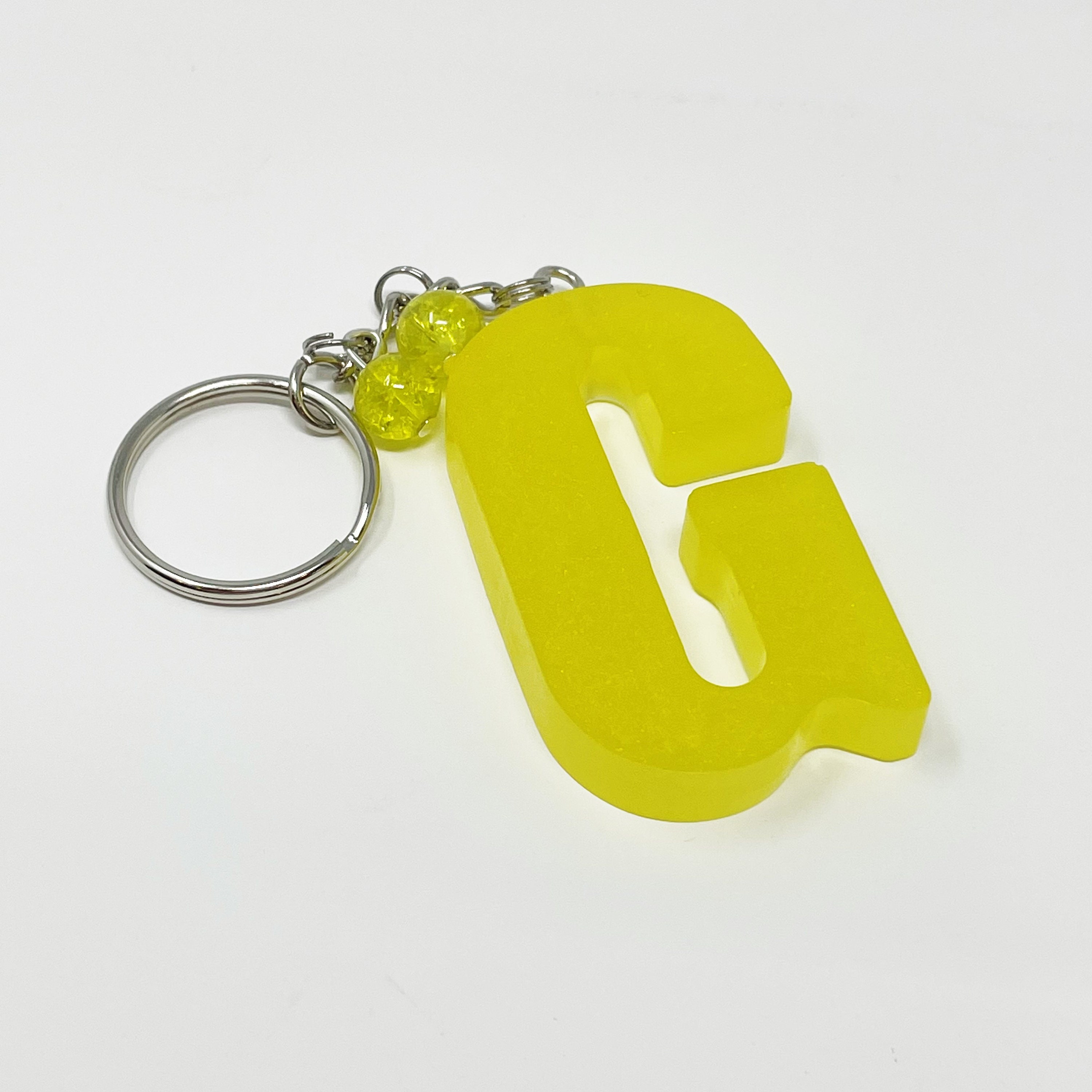 Yellow G Keychain Resin Keychain Letter Keychain Etsy