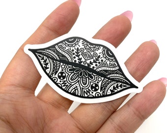 Mandala Lips Clear Sticker | Kiss| Transparent Sticker | Handmade | Doodle | Illustration