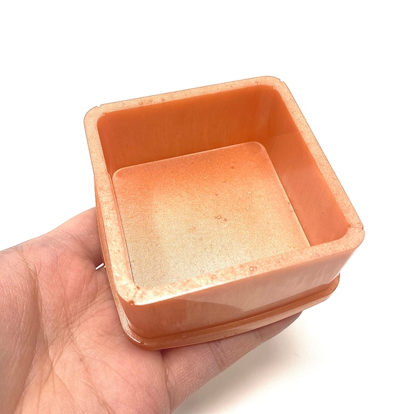 Shimmery Peach Square Box | Resin Box | Jewelry Box | Ring Box | Handmade