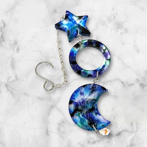Moon and Star Hanging Decor | Wall Hanger | Resin | Handmade