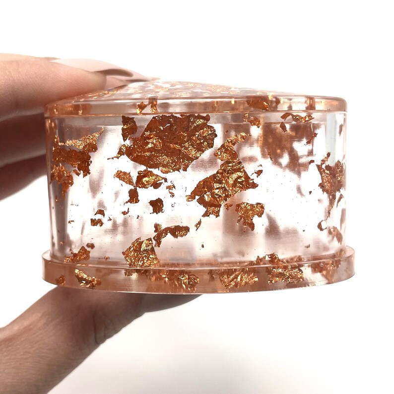 Rose Gold Heart Box with Lid Handmade Resin Box Ring Box Jewelry Box