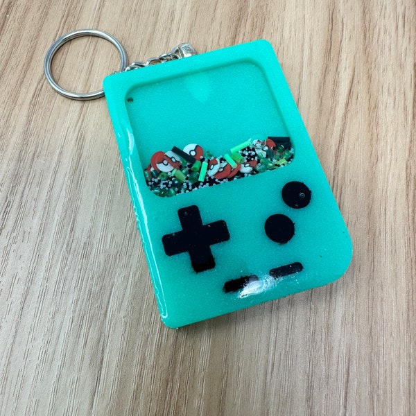 Mint Blue Gameboy Shaker Keychain | Nintendo | Resin Keychain | Handmade