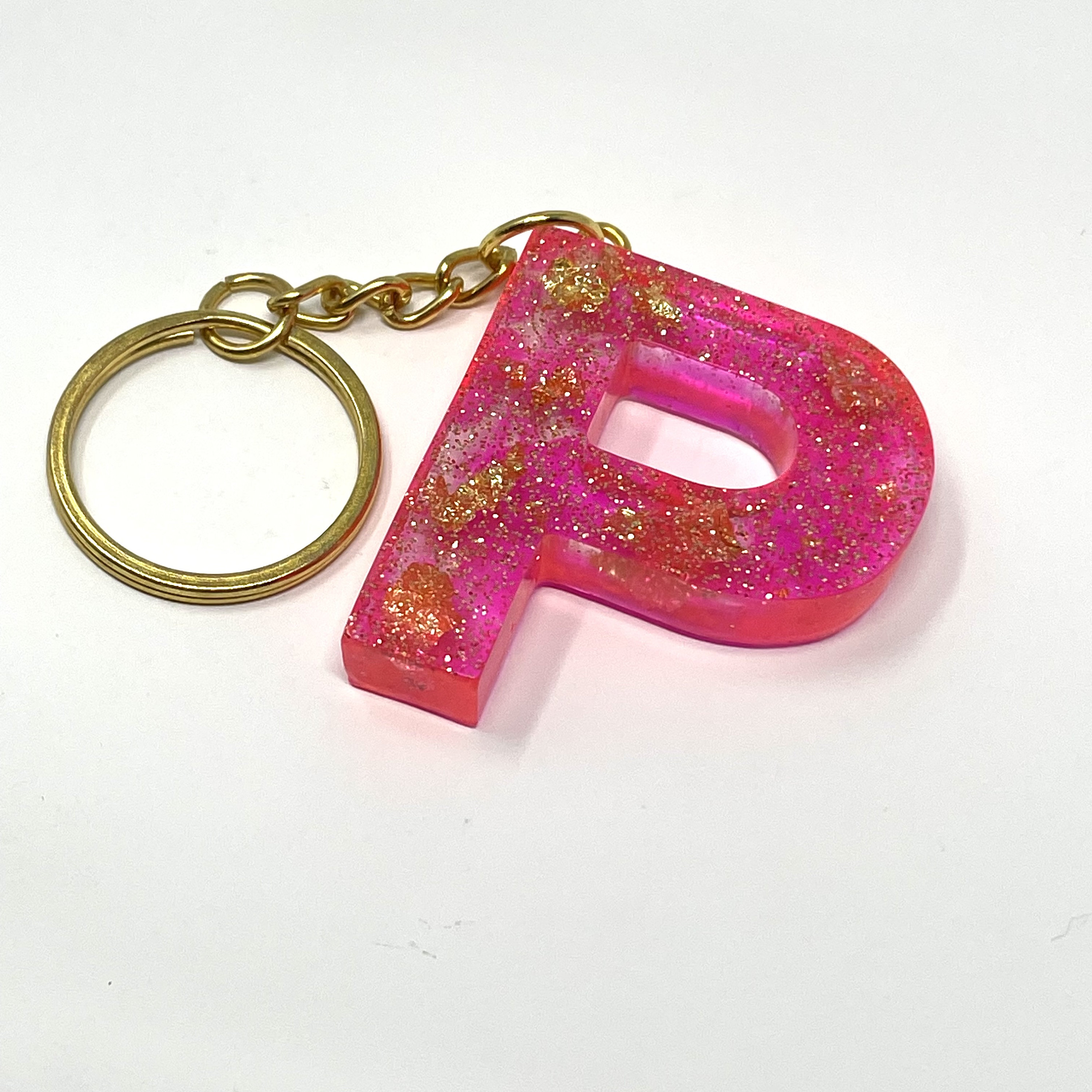 Buy Gold Pink P Keychain Resin Keychain Letter Keychain
