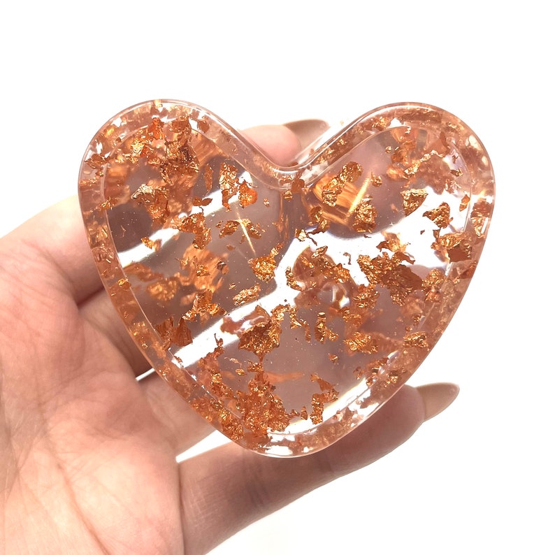 Rose Gold Heart Box with Lid Handmade Resin Box Ring Box Jewelry Box
