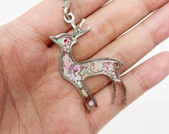 White Reindeer Phone Charm |  Resin Bezel | Ornament | Christmas | Handmade | Holiday Gifts