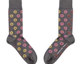 Donut Socks | Donut | Chaussettes Hommes Femmes | Chaussettes colorées | Joyeux anniversaire | Cool | Drôle | Audacieux | Cadeau | Idée cadeau | Gourmand | Sucré