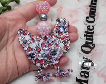 Chicken Rhinestone Key Chain Bling Purse Bag Tag, Crystal Fob Birthday Gift for Mother's Day for Farmer from Kids Gift for Animal Lover Mom