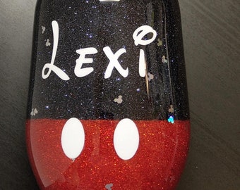 Mickey Mouse Glitter Tumbler: Personalized Stainless Steel Fan Gift