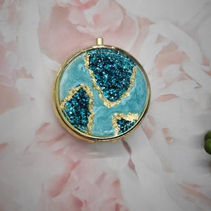 Geode Pill Box-Custom Made, Gold Mirrored, Unique, Perfect Gift for Her, Mom, Grandmother, Teacher, Stash Box, Purse Container, Mint Holder image 3