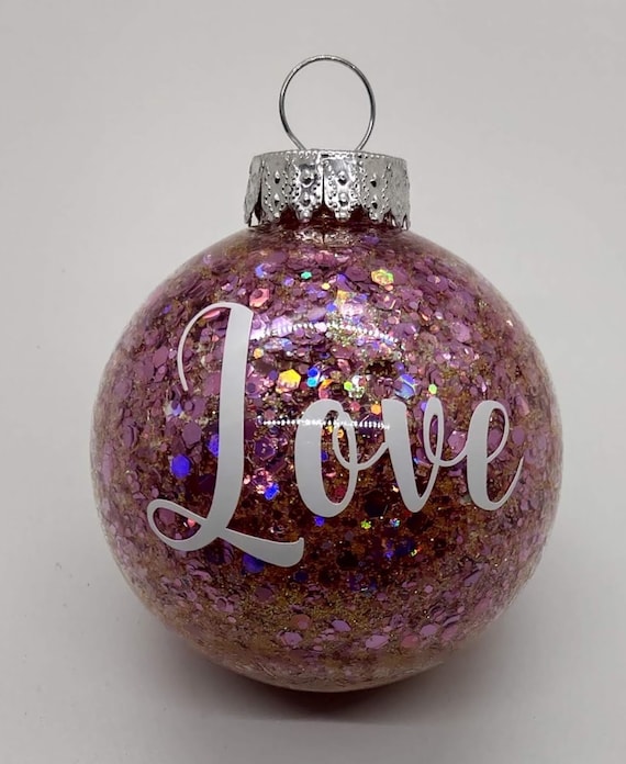 Faith, Hope, Love, or Joy Glitter Christmas Ornament Buy Individually