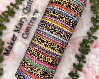 Vaso de cristal con sarape de leopardo y diamantes de imitación: Copa de cristal con guepardo brillante