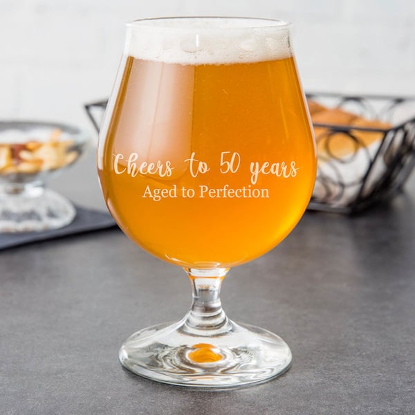 Tulip Glass, 16oz - Beer, Craft Brew - Personalized, Engraved