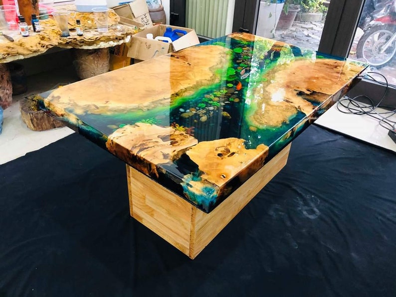 Custom Koi Fish Resin Epoxy Coffee Table Rectangle Resin Etsy
