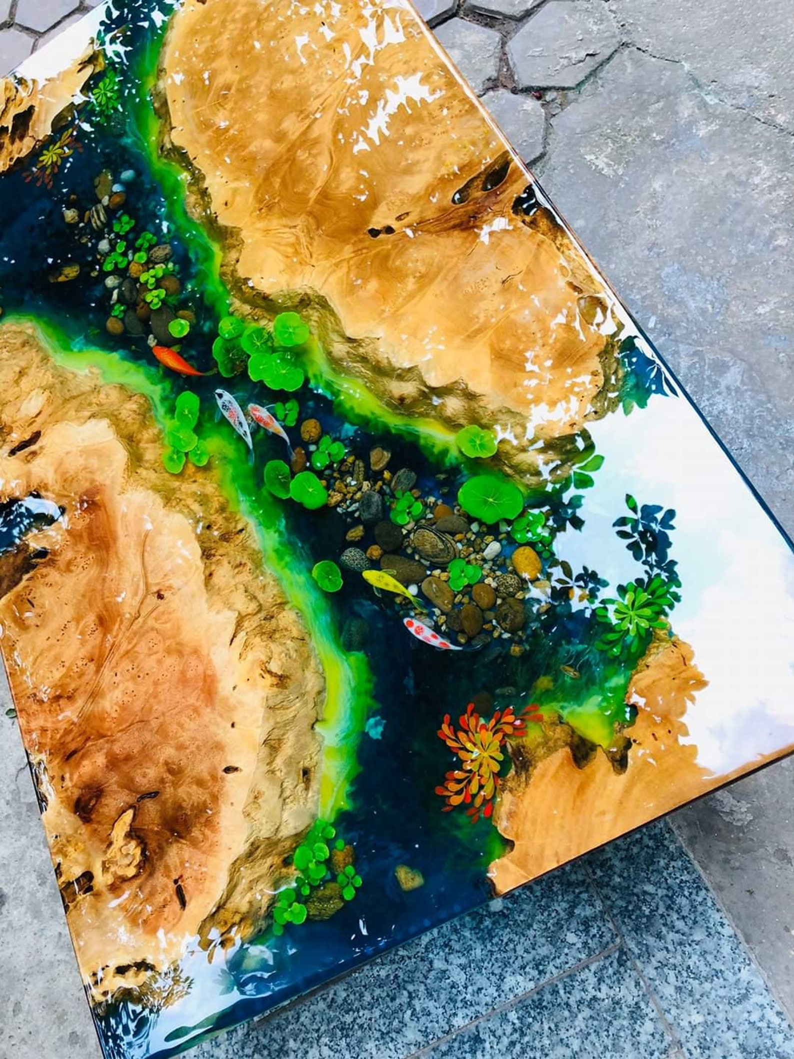 Custom Koi Fish Resin Epoxy Coffee Table Rectangle Resin Etsy