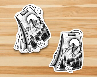 Mountain Landscape Sticker, Nature Aesthetic Sticker, Relax Sticker, Hiking Decal, Weatherproof Vinyl Water Bottle Laptop Sticker