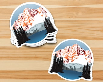 Maroon Bells Sticker, Colorado Mountain Sticker, Aspen Colorado Decal, Hiking Sticker,  Weatherproof Vinyl Water Bottle Laptop Sticker