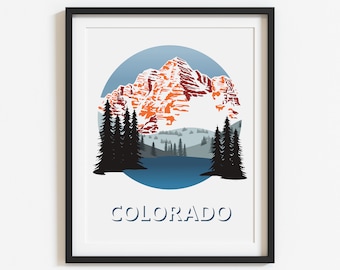 Colorado Wall Art Print, Mountain Landscape Print, Minimalist Mountain Art, Colorado Decor, Modern Mountain Poster