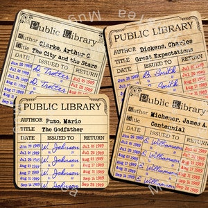Library Card Coaster, Personalized Gift, Barware, Library Coaster Set, Library Gift, Book Lover Gift, Book Club Gift, Stocking Stuffer